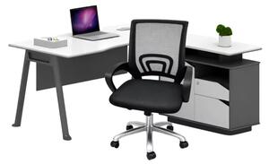 Set Reflection & FlexiPro - Birou cu dulap lateral ,picioare metalice si Scaun de birou ergonomic cu spatar mesh