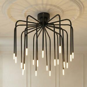Lucande Plafonieră LED Ariadne, Ø57 cm, negru mat, 20 de becuri, reglabil, Negru, Camera de zi / sufragerie, Metal, Modern