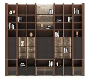 Bibliotecă lemn masiv Domo, 366 × 45 × 345 cm