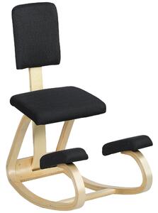 HOMCOM Scaun Ergonomic pentru Genunchi din Țesătură cu Aspect de In și Lemn de Mesteacăn, Negru | Aosom Romania