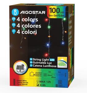 Aigostar - Ghirlandă de Crăciun solară cu 100 LED-uri/8 funcții, 8 m, 800 mAh, IP65, multicoloră