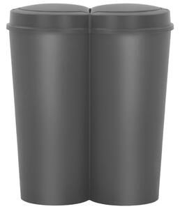 Coș de gunoi dublu, negru, 50 L