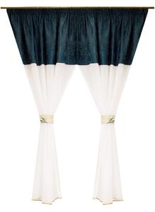 Perdea Velaria bamboo alb si asos albastru petrol, 230x143 cm