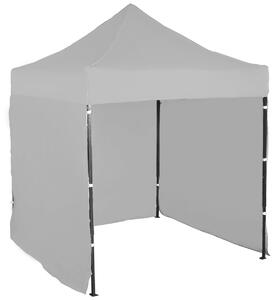 Pavilion de grădină 2x2m – din oțel, 3 pereţi laterali, Gri / antracit