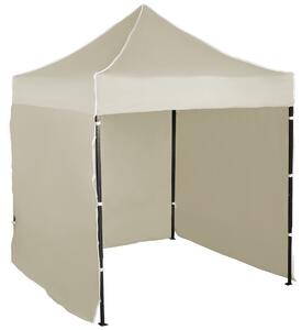 Pavilion de grădină 2x2m – din oțel, 3 pereţi laterali, Bej