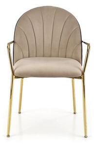 Scaun tapitat K500, bej/auriu, stofa catifelata, 53x57x80 cm