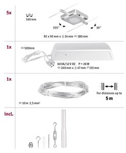 Paulmann 94420 - Set 5xLED/4,5W sistem complet cu cablu MAC 230V crom mat