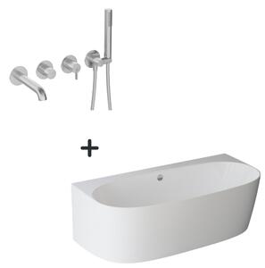 Set cada baie freestanding compozit, lipita de perete, 180x86 cm Como si baterie cada incastrata otel slefuit Silia