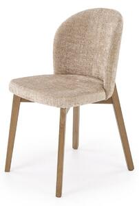 Scaun BASSO, bej - Cremona 14/nuc, stofa catifelata/lemn, 48x56x86 cm