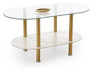 Masuta DUCAT, transparent/auriu, sticla/otel, 100x50x51 cm