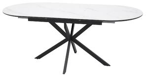 Masa extensibila GASTON, alb mat cu efect de marmura, ceramica/metal, 140/180x80x76 cm