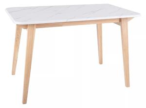 Masa MARCUS, alb cu efect de marmura/stejar, 120x75x76 cm