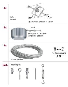 Paulmann 94152 - Sistem cu cablu MAC 230V, set 7x GU5,3/10W, crom