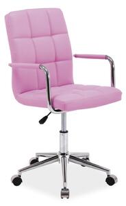 Scaun de birou Q-022, roz/crom, piele ecologica/metal, 51x40x87/97 cm