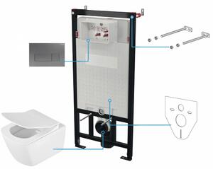 Set vas wc cu capac soft close, rezervor incastrat, clapeta de actionare titan si izolare fonica Deante Anemon
