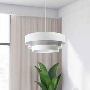 Maco Design Lampă suspendată Triniti, alb/argintiu, Ø 60 cm, textil, reglabil, Alb, Camera de zi / sufragerie, Țesătură / Textil
