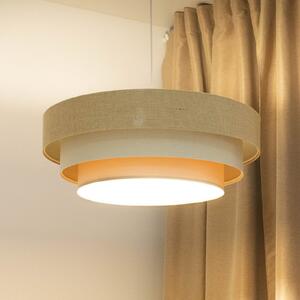 Maco Design Lampă suspendată Boho, crem/bej, Ø 60 cm, înălțime 20 iută, reglabil, Bej, Camera de zi / sufragerie, Țesătură / Textil