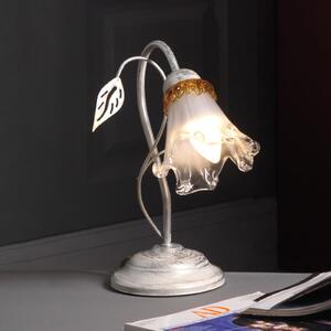 ONLI Lampă de masă Lancia, culoarea fildeșului, 1 bec, fier, sticlă, Alb, Camera de zi / sufragerie, Metal, Florentin