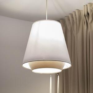 Sensei doblo lampă suspendată, alb/bej, Ø 50 cm, textil