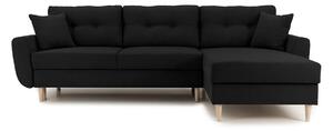 Colțar Extensibil HELSINKI, cu ladă de depozitare, variante stânga/dreapta 261x166x82 cm, Negru-Enjoy / Dreapta