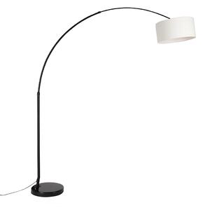 Lampă arc modernă neagră cu abajur boucle alb 50 cm - XXL