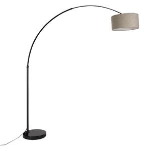 Lampă arc modernă neagră cu abajur boucle taupe 50 cm - XXL