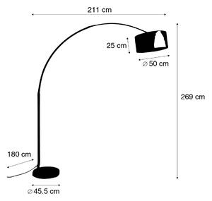 Lampă arc modernă neagră cu abajur boucle alb 50 cm - XXL