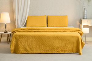Set Cuvertura Eleganta 3 Piese - 220x240 cm + 2 Fete de Perna 50x70 cm Mustar
