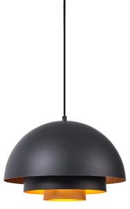 Lampă suspendată modernă neagră cu interior auriu - Loes