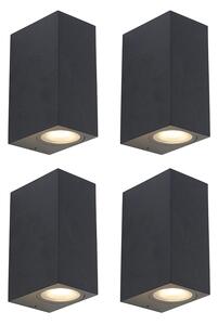 Set de 4 aplice inteligente negre IP44 inclusiv 8 GU10 Wifi - Baleno