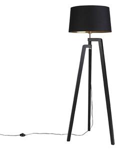 Lampă de podea inteligentă cu abajur negru cu auriu 50 cm inclusiv Wifi A60 - Puros