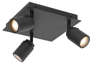 Spotlight inteligent pentru baie negru pătrat IP44 cu 3 GU10 Wifi - Ducha