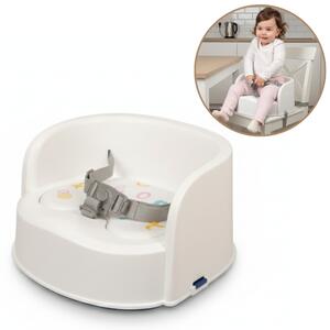 Scaun inaltator de masa portabil pentru copii tip booster Kidizi EasySeat alb, model convertibil in taburet de joaca