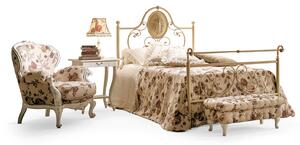Pat lemn masiv Carolina – Fier forjat decorat manual