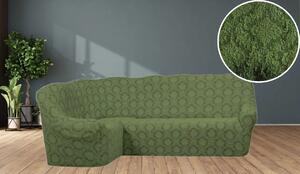 Husa elastica pentru coltar, fara volanas, model Jacquard Verde