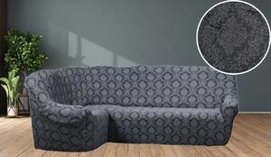 Husa elastica pentru coltar, fara volanas, model Jacquard Cenusiu