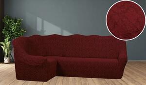 Husa elastica pentru coltar, fara volanas, model Jacquard Bordo