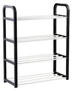 Suport pentru pantofi cu 4 rafturi, pliabil, 59 cm, negru