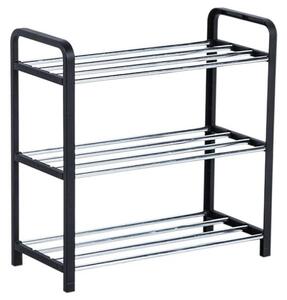 Suport pentru pantofi cu 3 rafturi, pliabil, 45 cm, negru