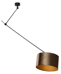 Plafonieră Neagră cu Abajur de Catifea Bronz 35cm - Blitz