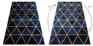 Exclusiv EMERALD covor 1020 glamour, stilat, marmură, triunghiurile albastru inchis / aur