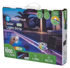 Bandă LED RGB solară dimabilă LED/10W/3,2V 10 m IP65 + telecomandă