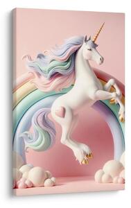 Tablou lume roz cu unicorn și curcubeu