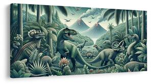 Tablou lumea preistorică a dinozaurilor în junglă