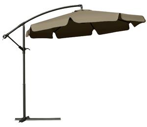 Outsunny Umbrela Suspendată cu Copertină Reglabilă, Bază în Cruce, Orificii de Ventilaţie şi Manivelă, 2.7x2.7 m, Cafeniu | Aosom Romania