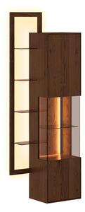 Vitrină lemn masiv Aurora cu Raft Iluminată Stejar Fumuriu, 73 × 37 × 175 cm