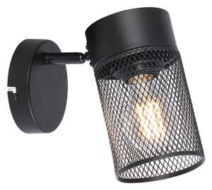 Aplică Modernă Klausen Obscur AP1 Negru Metal 22.5x10x18.5cm, Corp Iluminat Perete Design Industrial E27 15W, Ideală Dormitor sau Hol, Durabilă