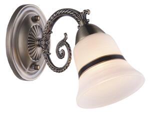 Aplica Klausen Niky AP1 stil Country bronz antic, corp iluminat perete sticla alba E27 22x13x33 cm, lampa decorativa eleganta interior clasic