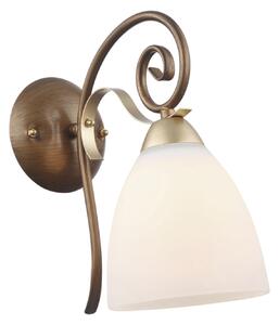 Aplică Nobile AP1 Klausen Elegance, iluminat interior clasic, 30x29x14.5 cm, metal auriu bronz, abajur sticlă albă, dulie E27, design rafinat