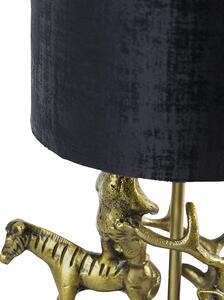 Lampa de masa vintage alama cu abajur negru 20 cm - Animal Hjort Tre